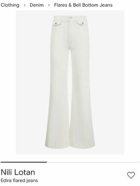 Nili Lotan Cream Edira Flared Jeans